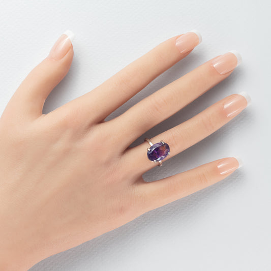 Bague en améthyste ovale en argent 925