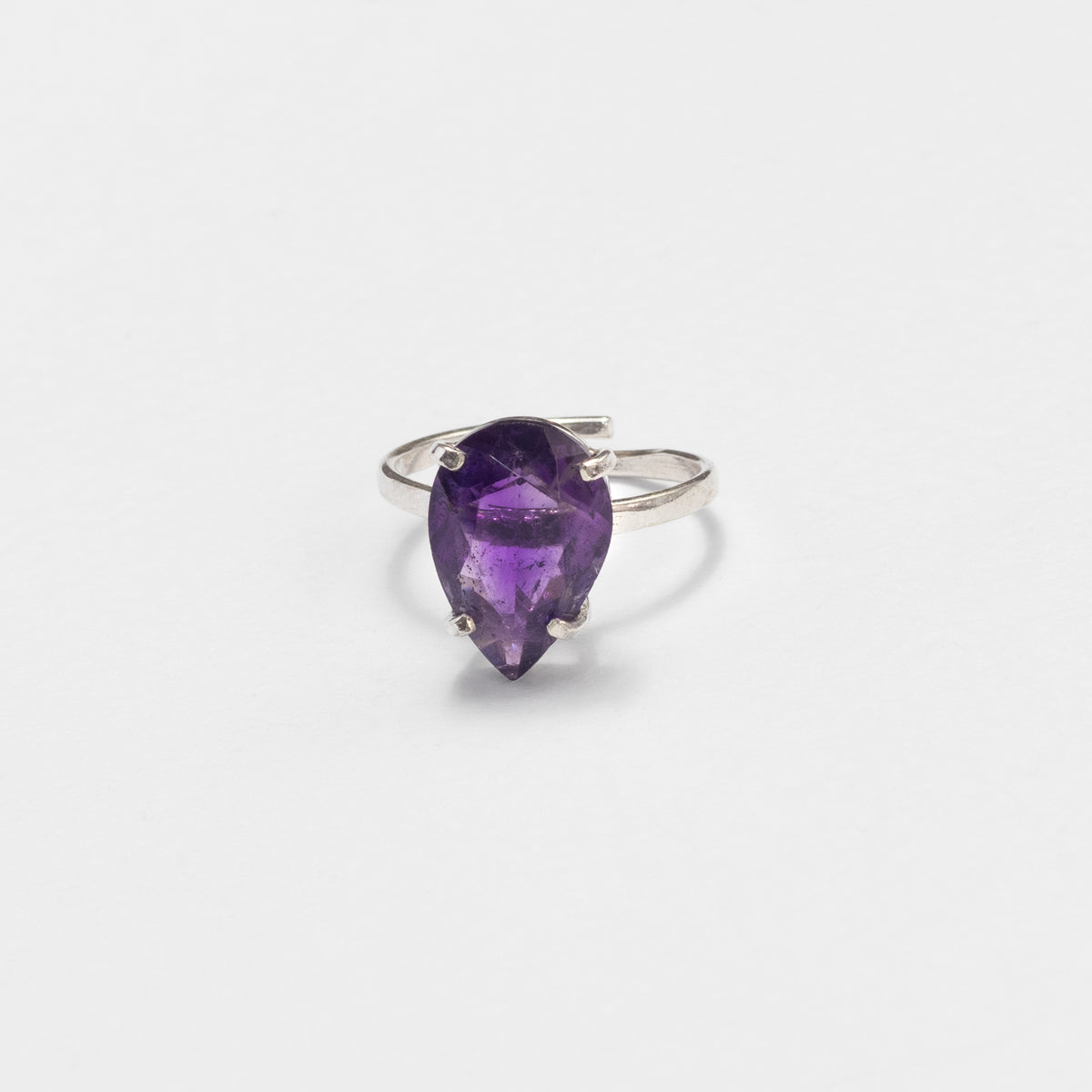925 sterling silver teardrop amethyst ring