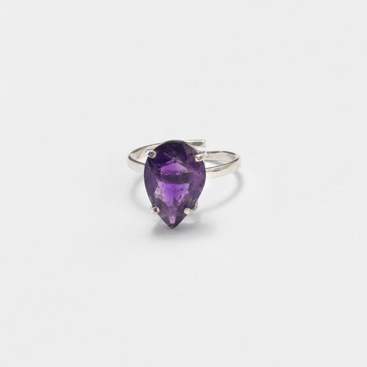 Bague en améthyste en forme de goutte en argent 925