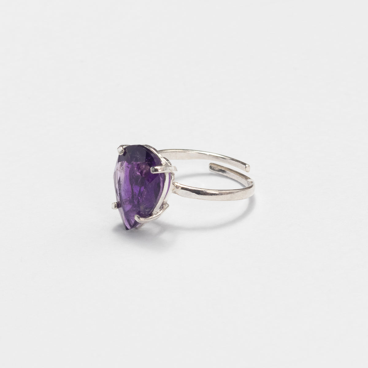 925 sterling silver teardrop amethyst ring