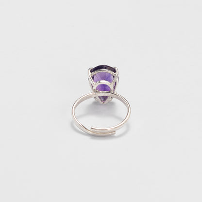 925 sterling silver teardrop amethyst ring