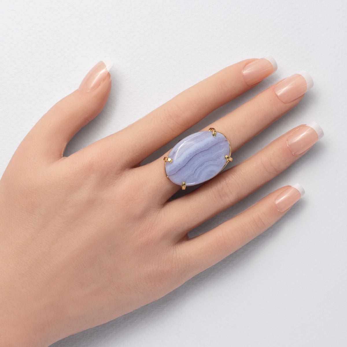Bagues en agate dentelle bleue