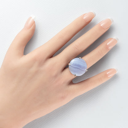 Bagues en agate dentelle bleue