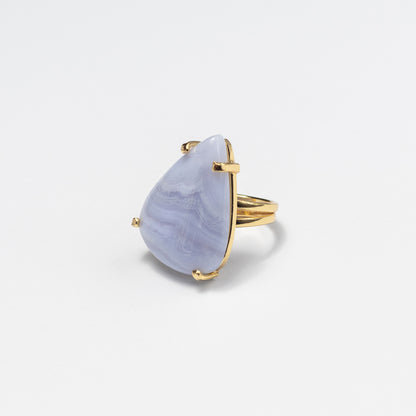 Bagues en agate dentelle bleue
