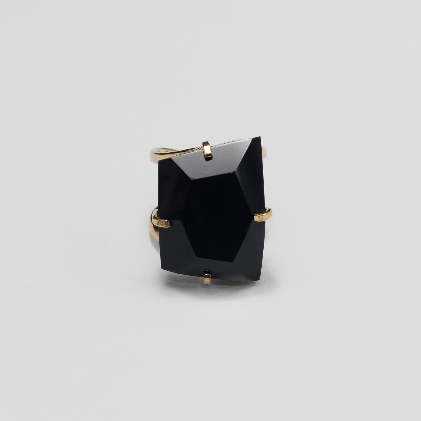 Black onyx freeform faceted ring