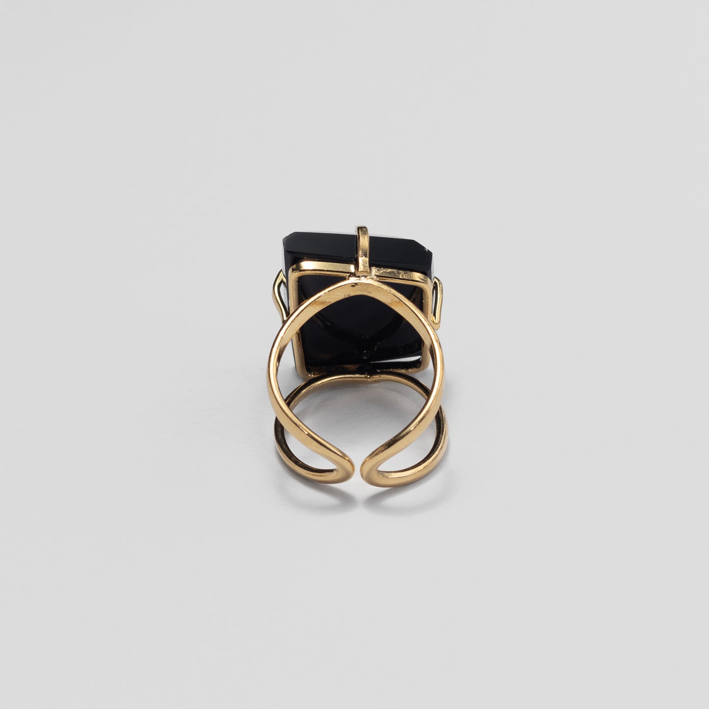 Black onyx freeform faceted ring