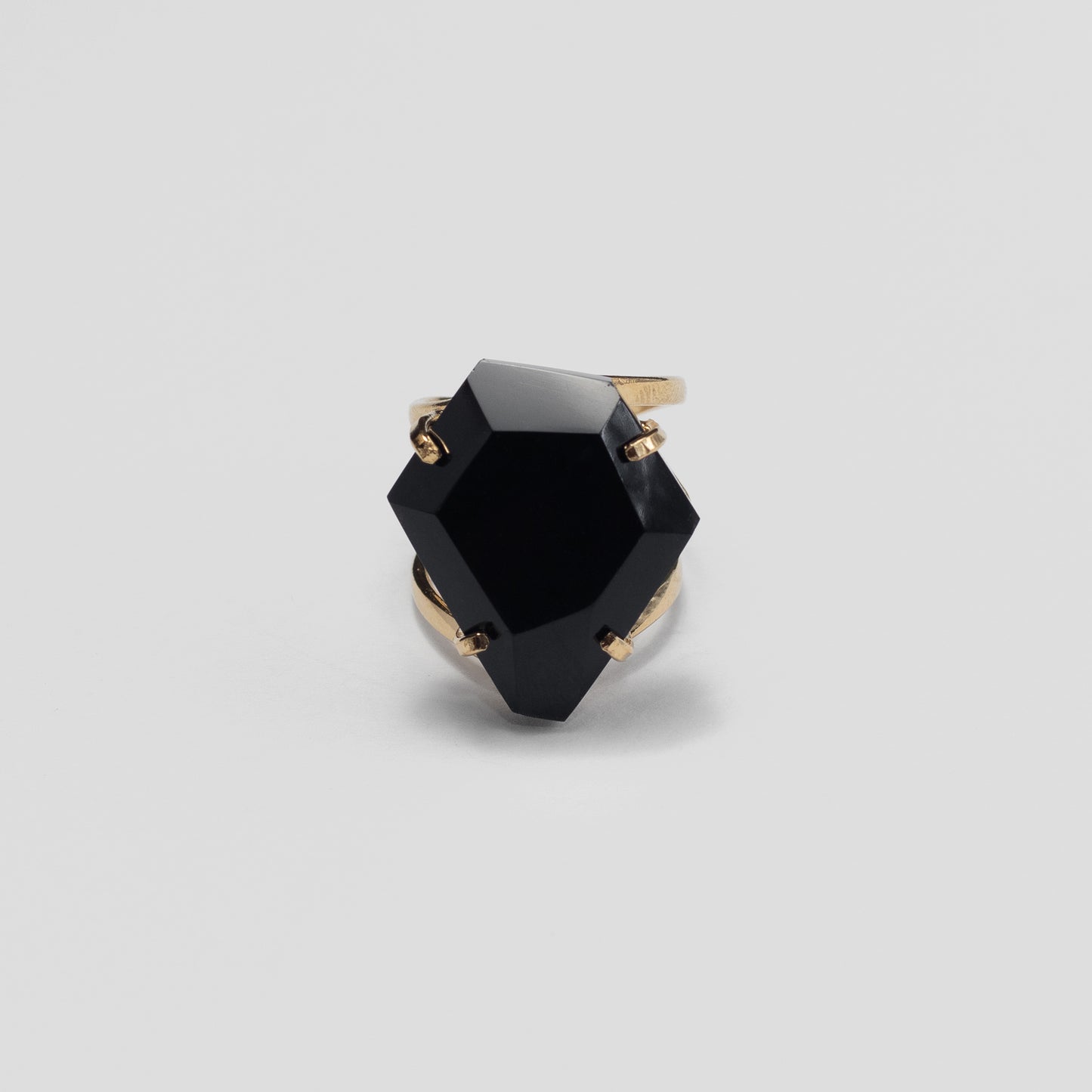 Black onyx freeform faceted ring