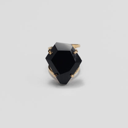 Black onyx freeform faceted ring