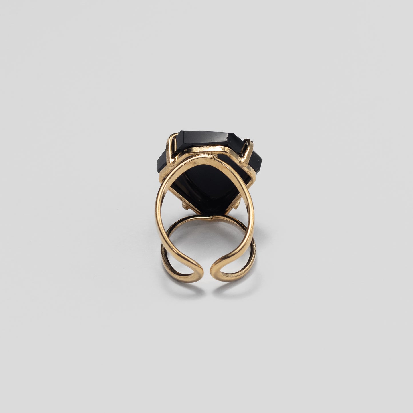 Black onyx freeform faceted ring