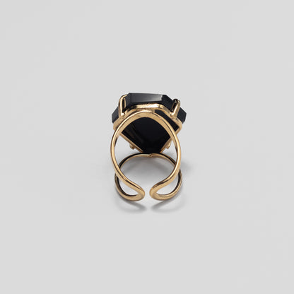 Black onyx freeform faceted ring