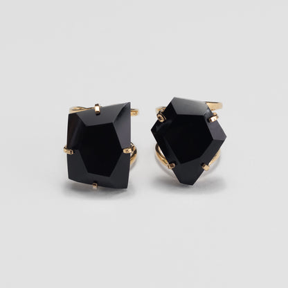 Black onyx freeform faceted ring