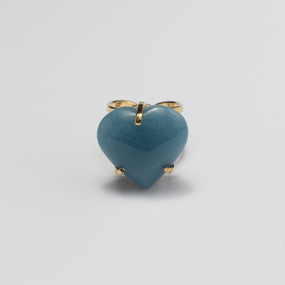 Blue quartz heart ring