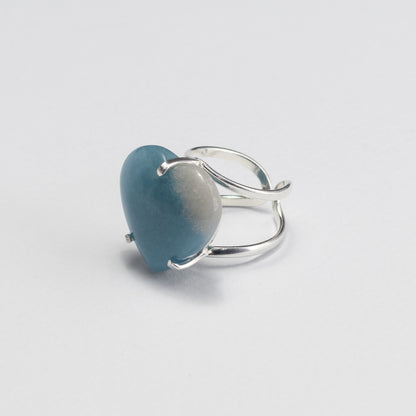 Blue quartz heart ring