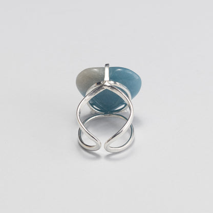 Blue quartz heart ring