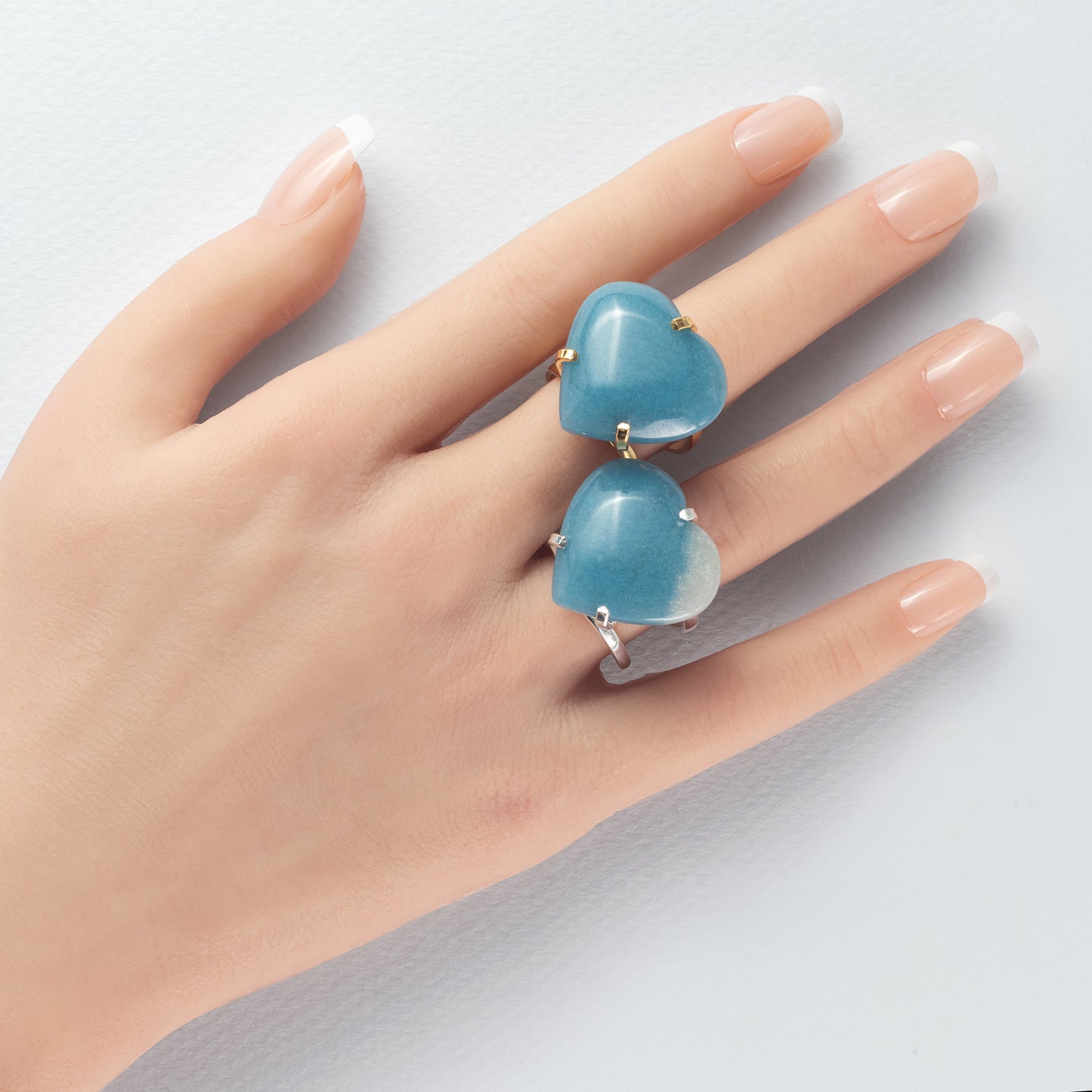 Blue quartz heart ring