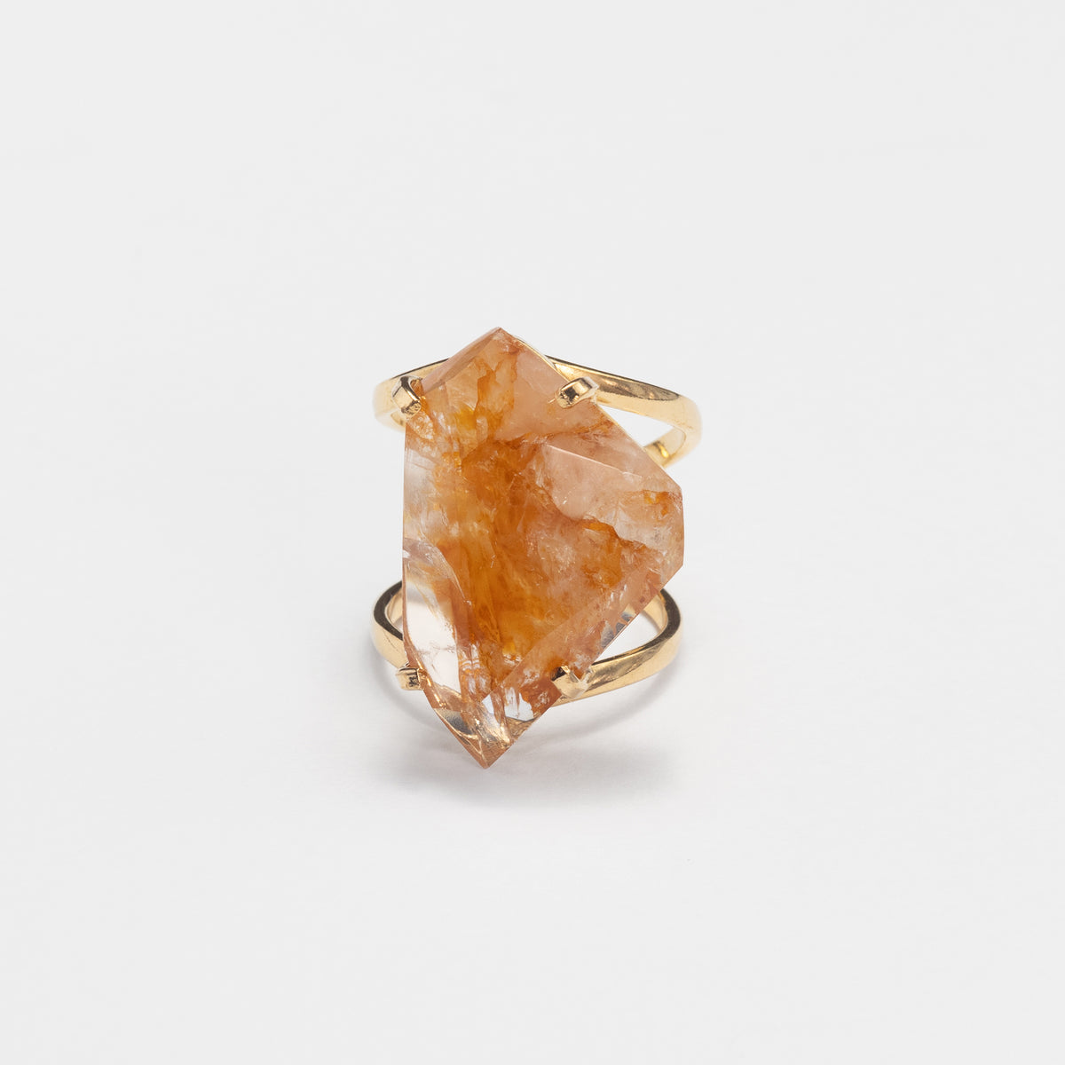 Golden healer freeform faceted ring