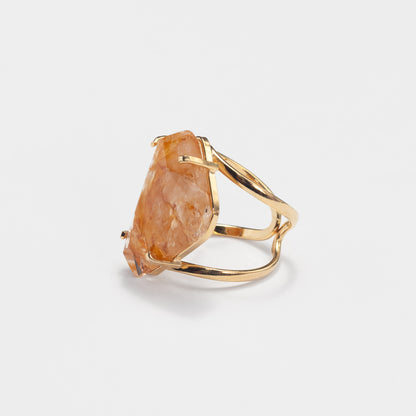 Golden healer freeform faceted ring