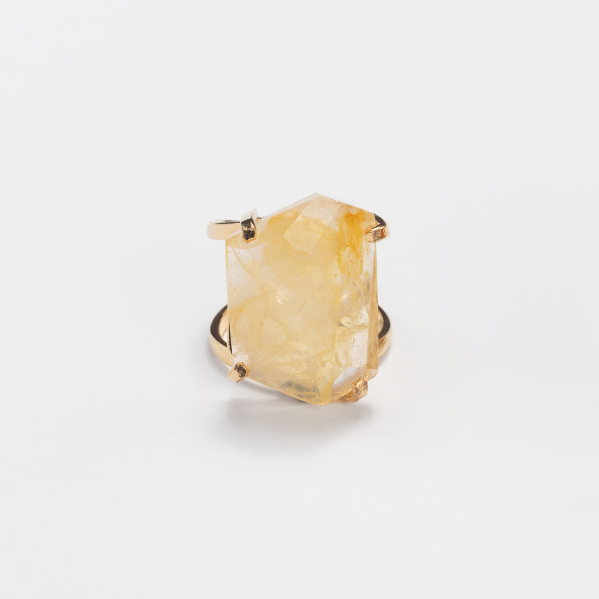 Golden healer freeform faceted ring