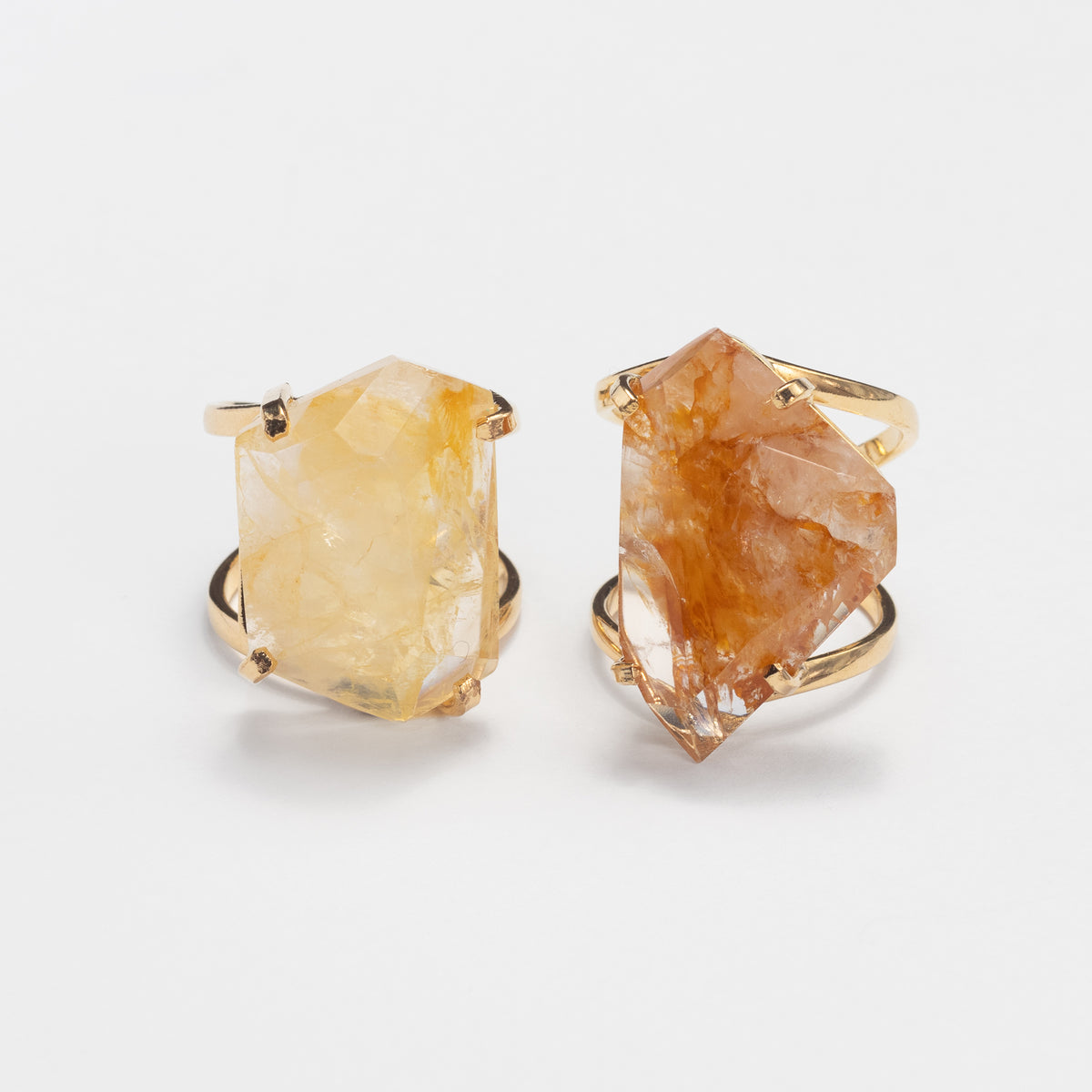 Golden healer freeform faceted ring