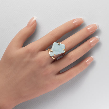 Bague en larimar forme libre
