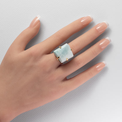 Bague en larimar forme libre