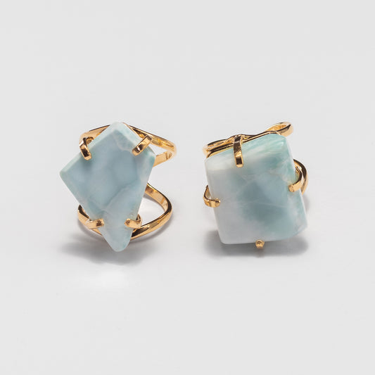 Bague en larimar forme libre