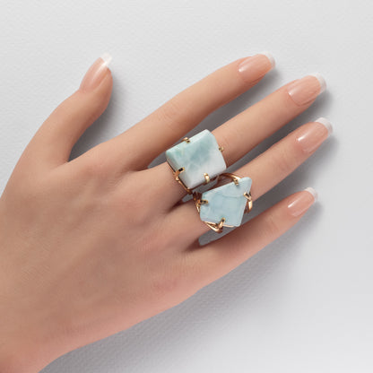 Bague en larimar forme libre