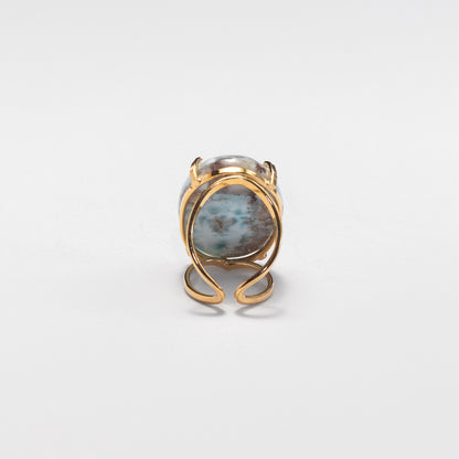 Bague en larimar cabochon ovale