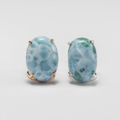 Bague en larimar cabochon ovale