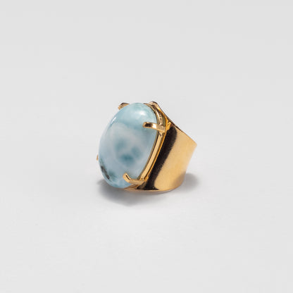 Bague ouverte en larimar ovale