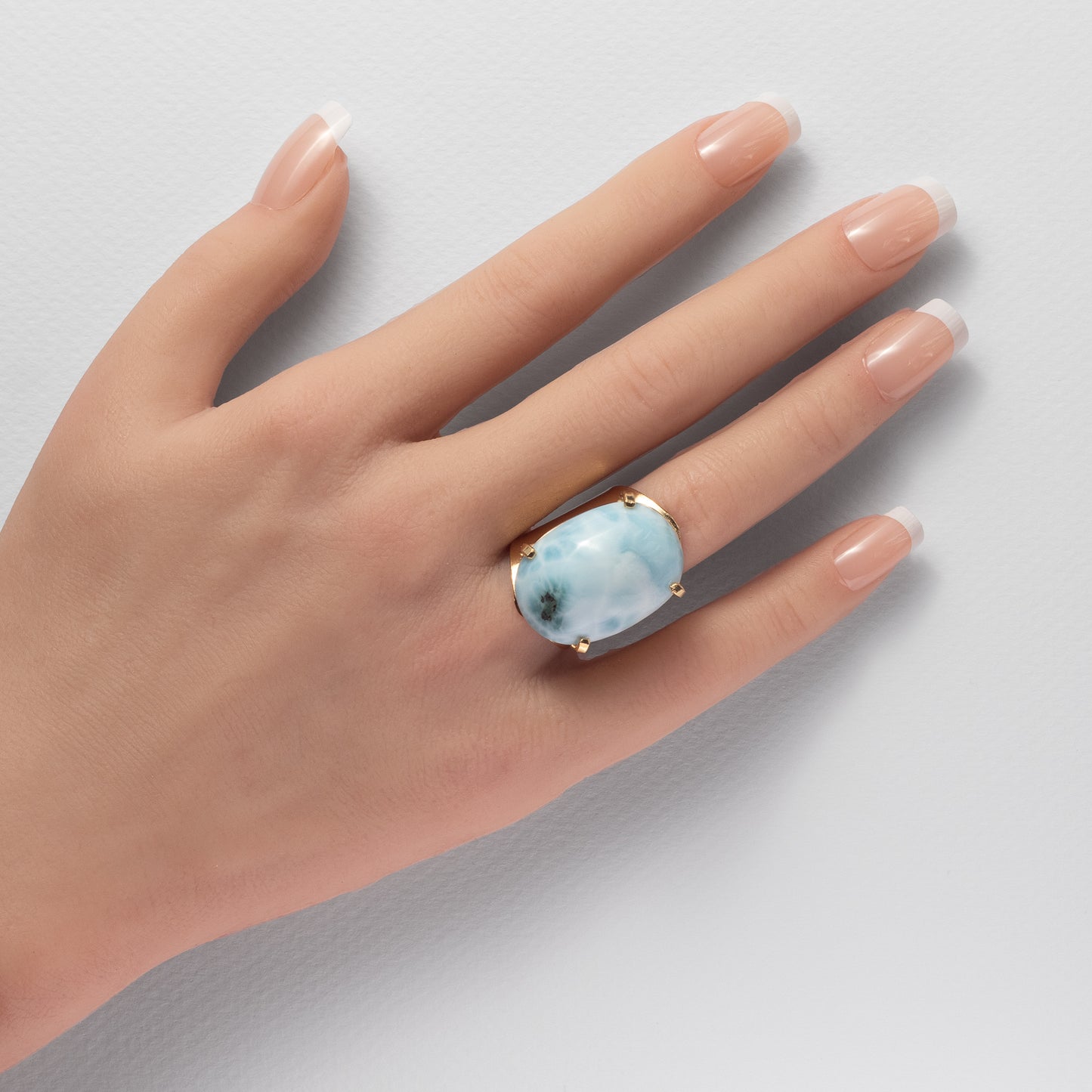 Bague ouverte en larimar ovale