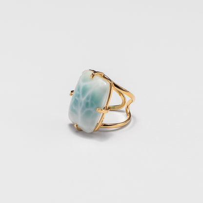 Bague en larimar cabochon rectangulaire