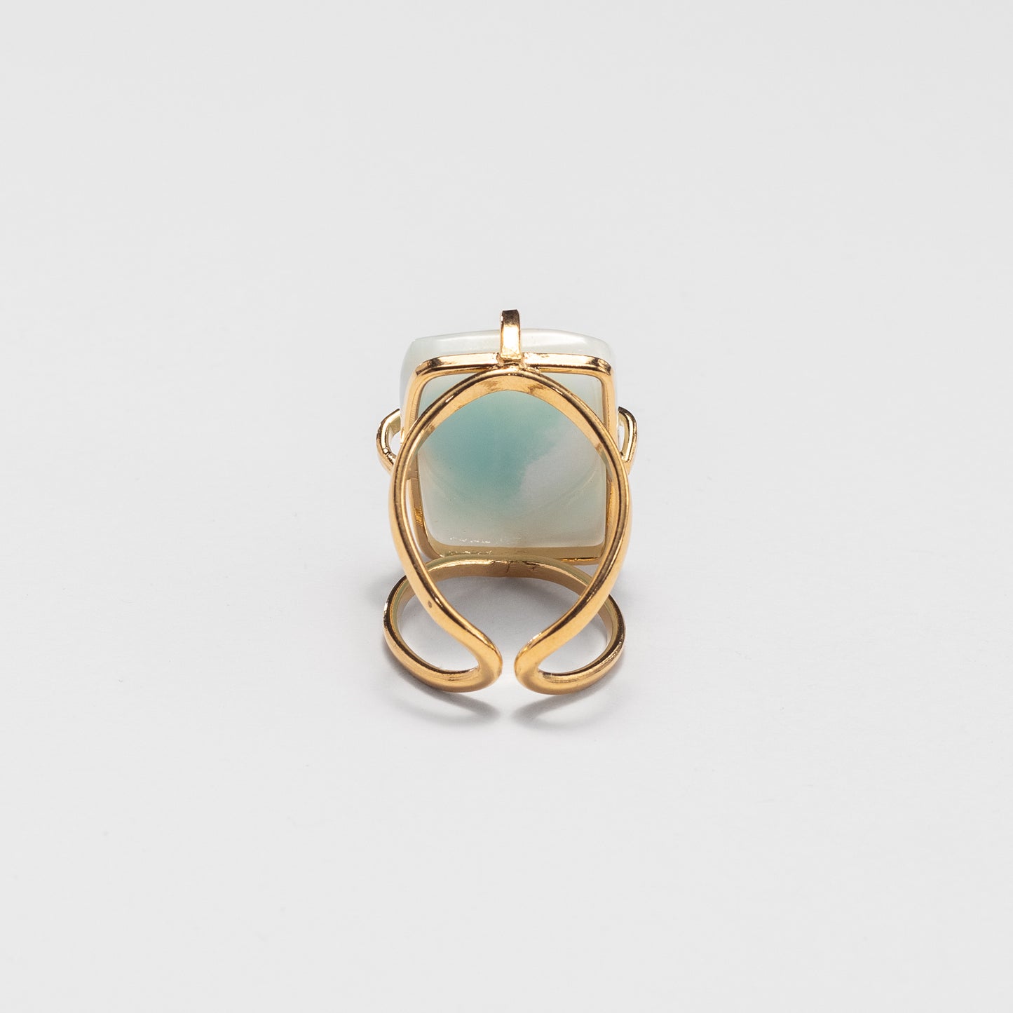 Bague en larimar cabochon rectangulaire