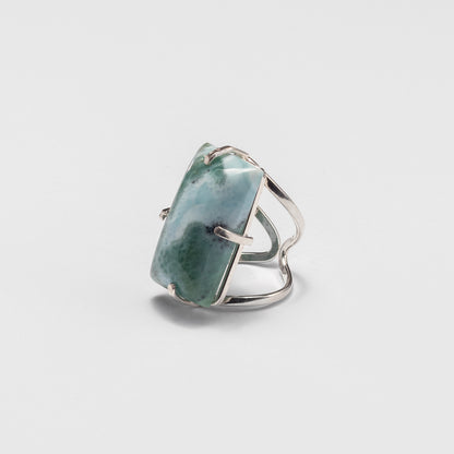Bague en larimar cabochon rectangulaire