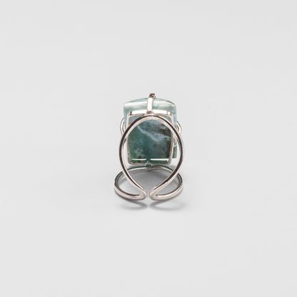 Bague en larimar cabochon rectangulaire