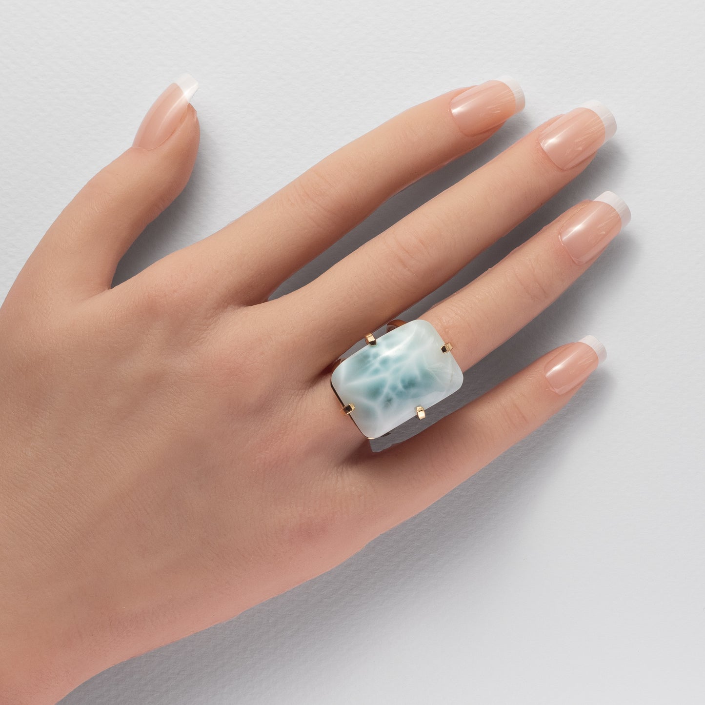 Bague en larimar cabochon rectangulaire