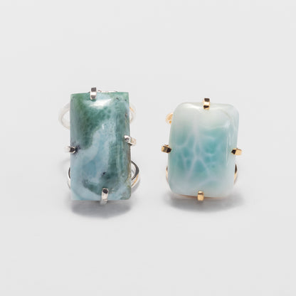 Bague en larimar cabochon rectangulaire