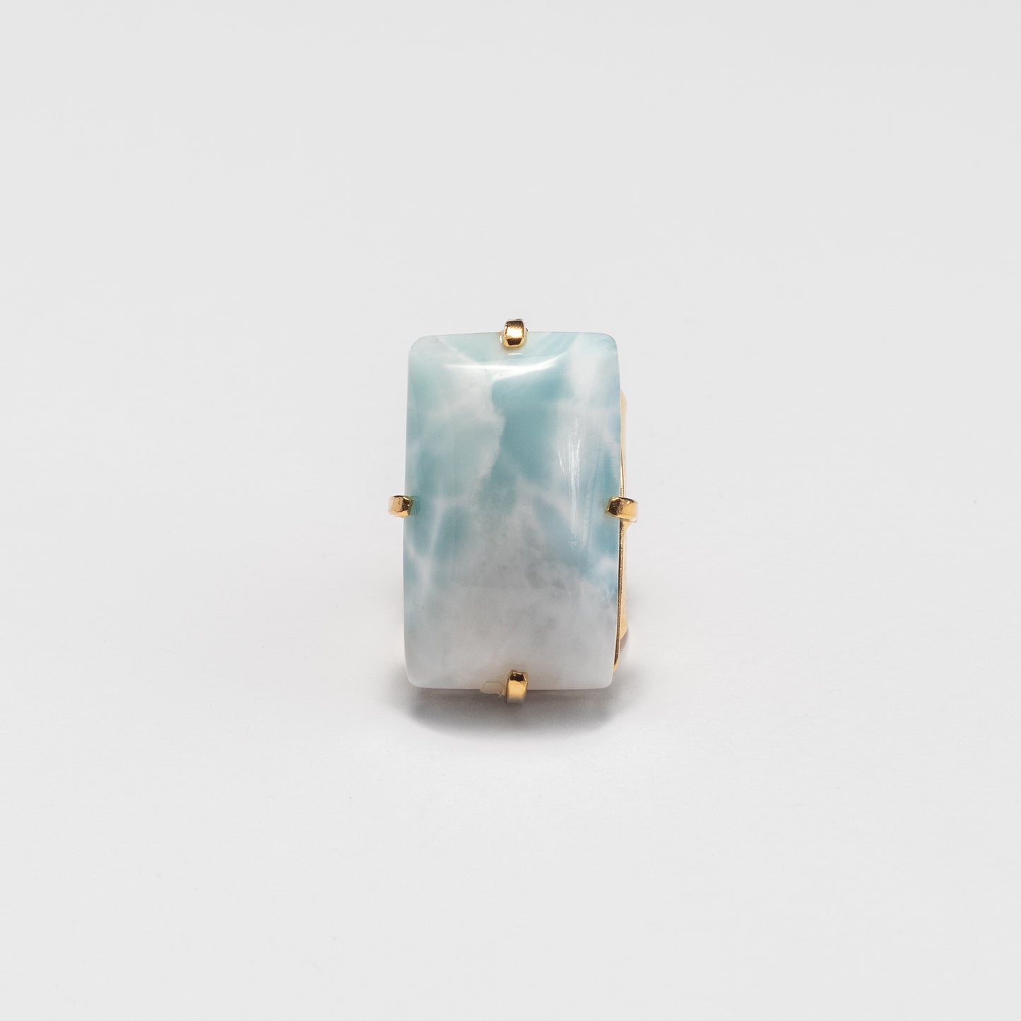 Bague ouverte en larimar rectangulaire