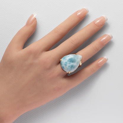 Bague en larimar en forme de goutte