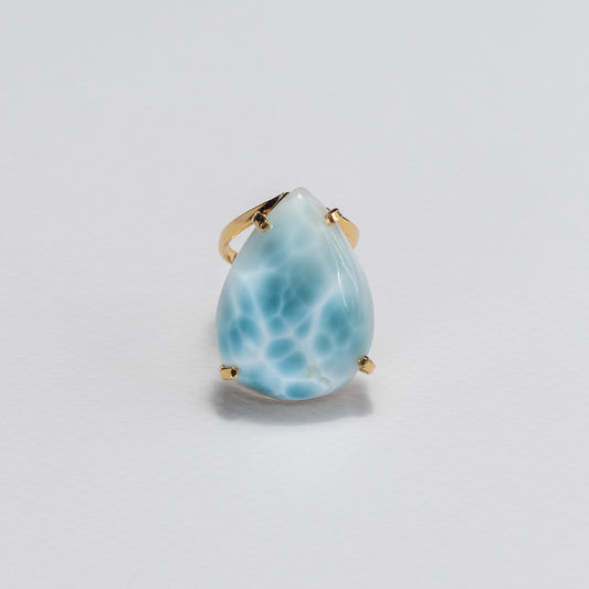 Bague en larimar en forme de goutte