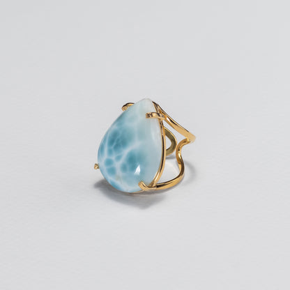 Bague en larimar en forme de goutte