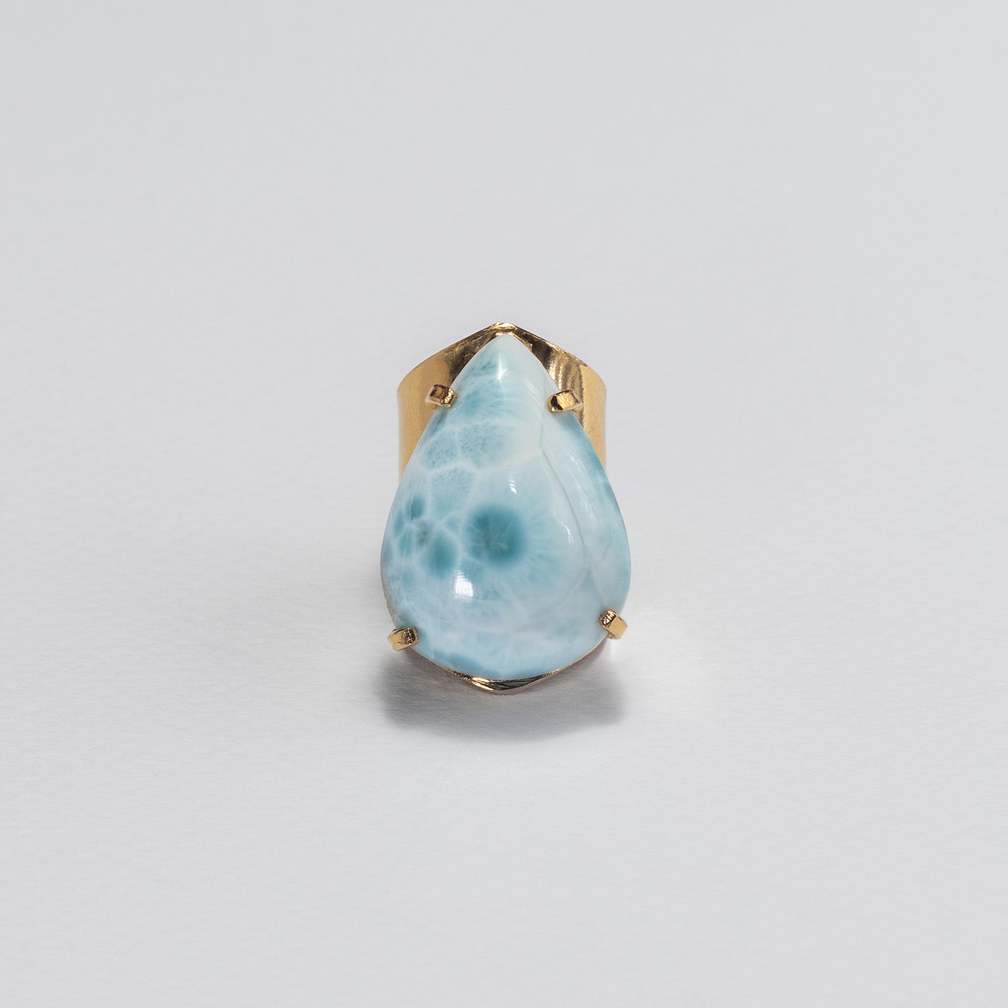 Larimar pear-shaped cuff ring