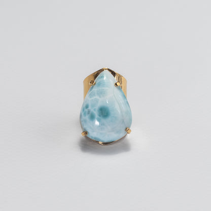 Larimar pear-shaped cuff ring