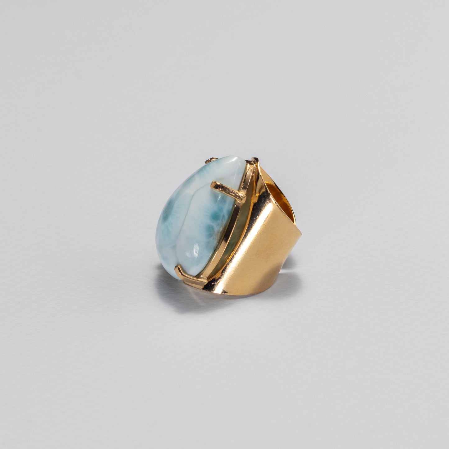 Larimar pear-shaped cuff ring