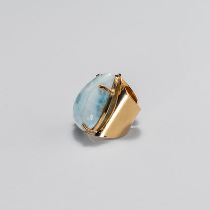 Larimar pear-shaped cuff ring
