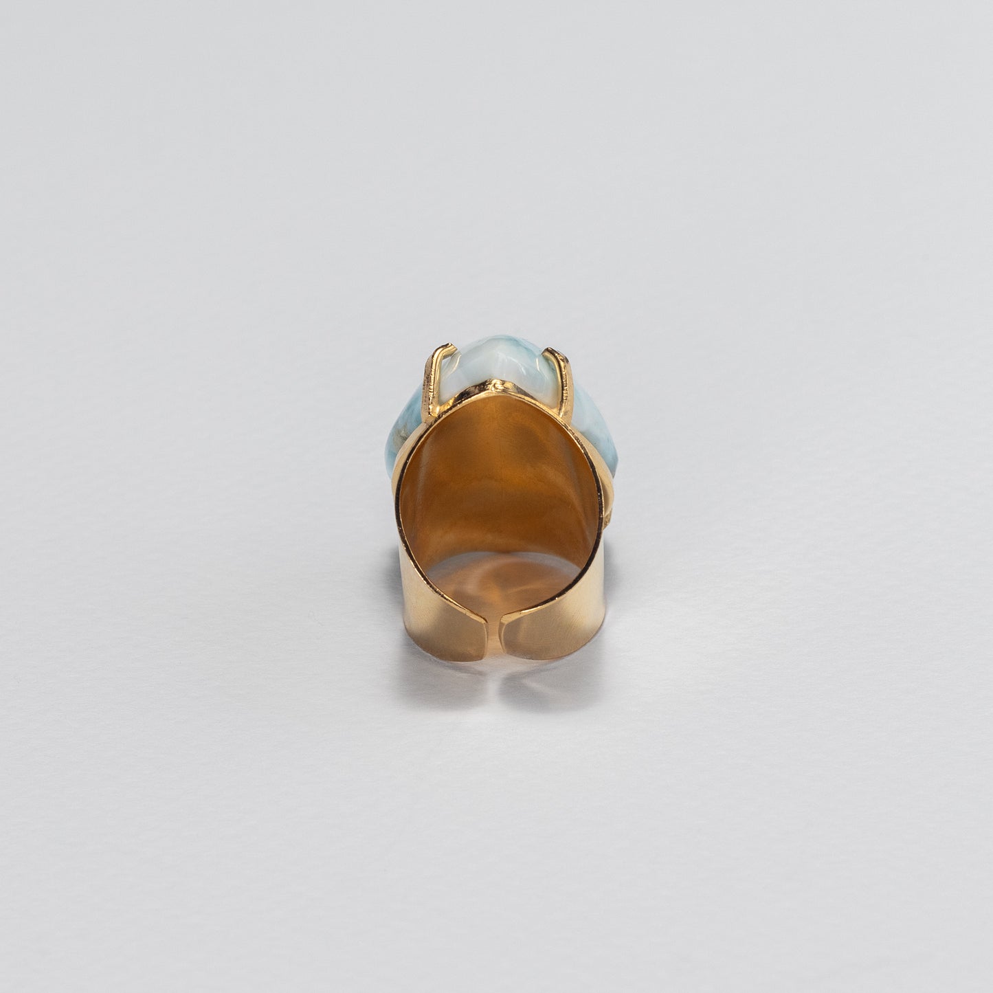 Larimar pear-shaped cuff ring