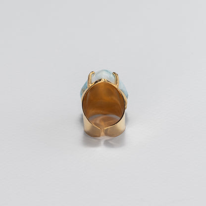 Larimar pear-shaped cuff ring