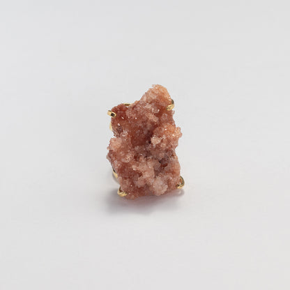Druzy pink amethyst crystal cluster statement ring
