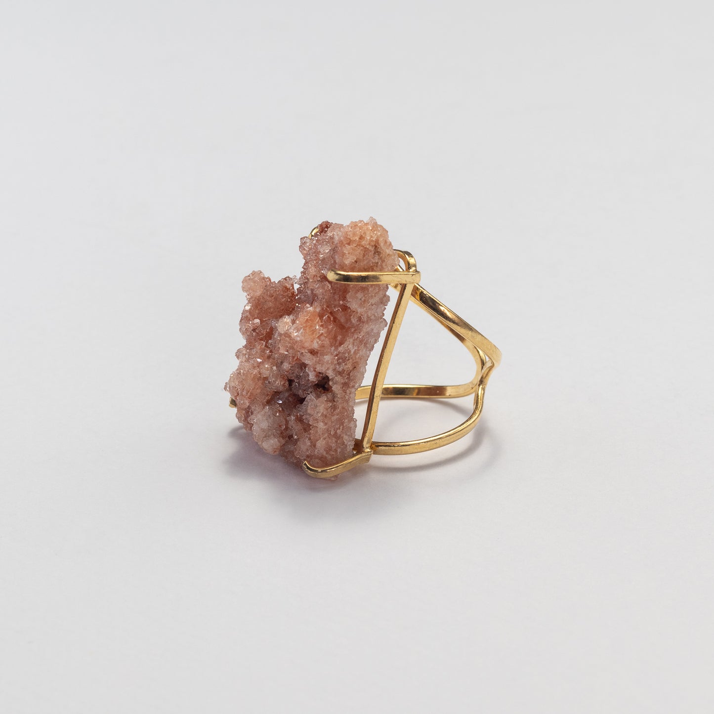 Druzy pink amethyst crystal cluster statement ring