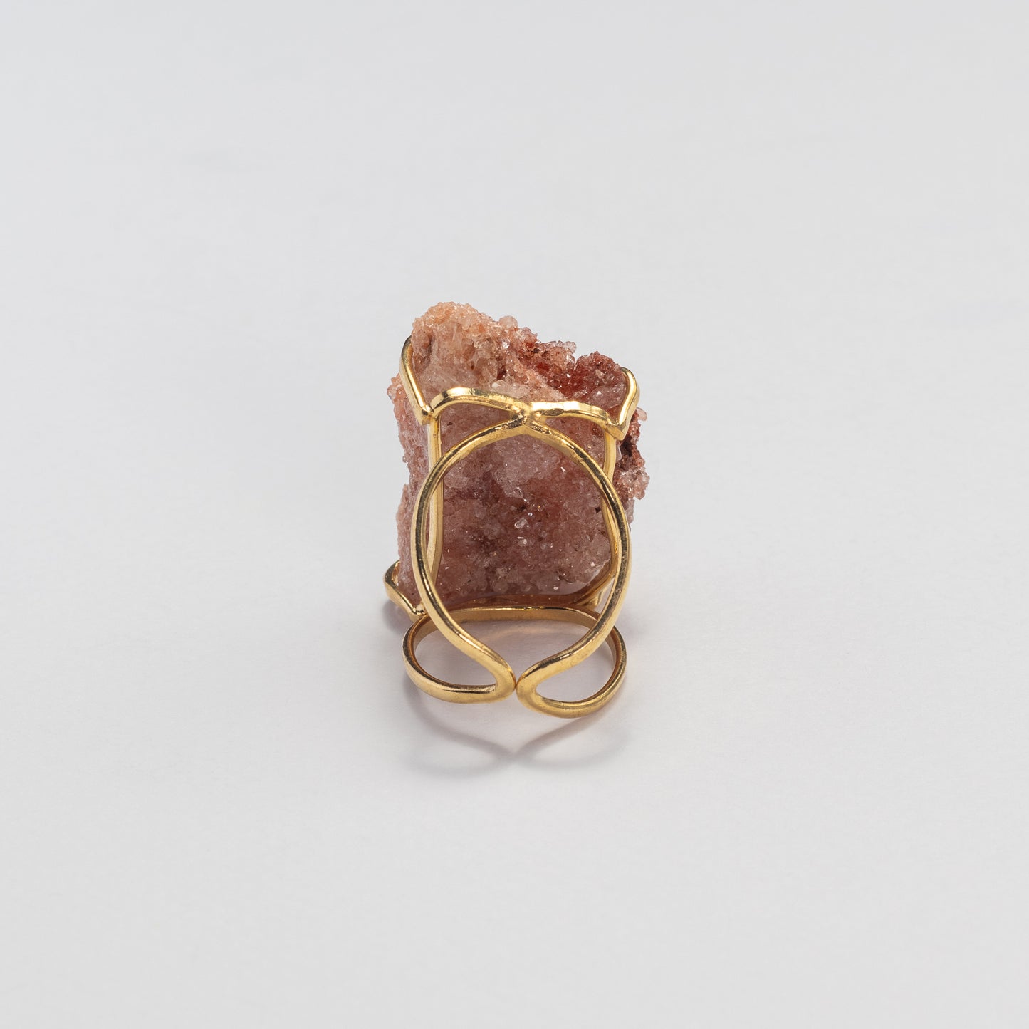 Druzy pink amethyst crystal cluster statement ring